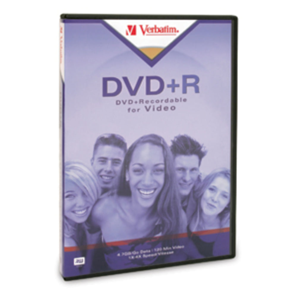 Verbatim 94301 DVD+R 4.7GB 2.4X Branded DVD-Video Tall Box Image 1