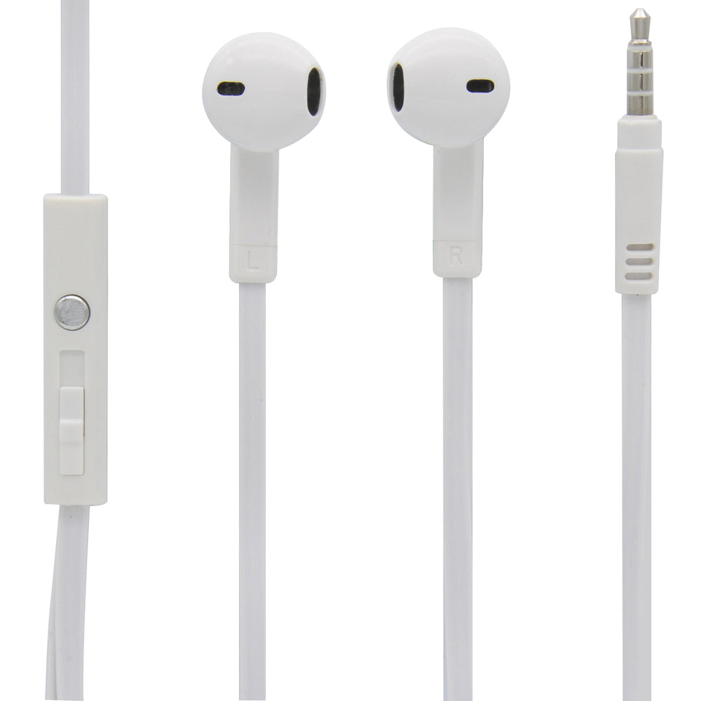 MobileSpec MBS10242 Stereo Earbuds Inline Mic White Image 1