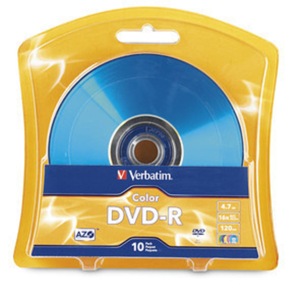 Verbatim 97513 DVD-R 4.7GB 16X Branded AZO Vibrant 5 Color Pack Image 1