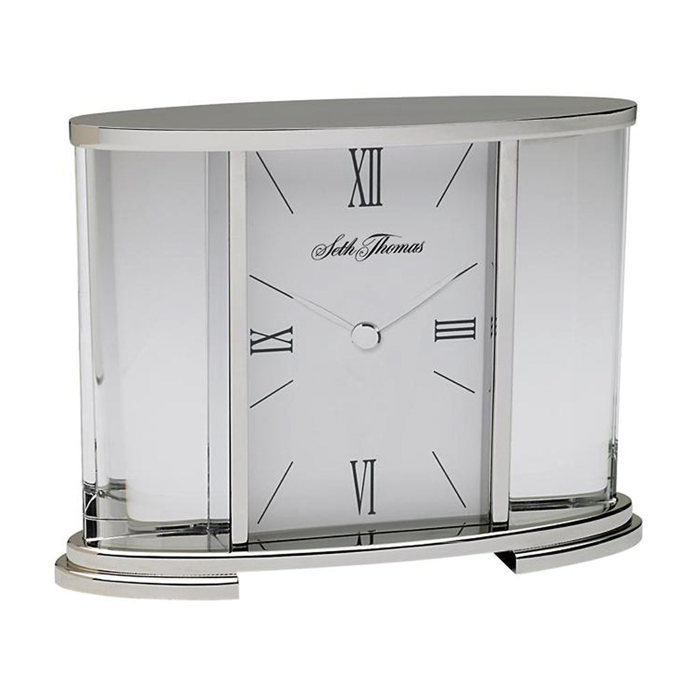 Seth Thomas Tsi006060 Silver Glass Carriage Table Clock Image 1