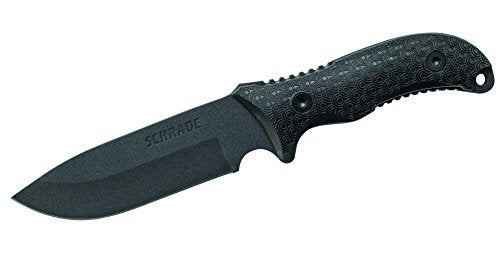 Schrade SCHF36CP Frontier 10.4in High Carbon Steel Full Tang Fixed Blade Knife with 5in Drop Point and TPE Handle for Outdoor Survival, Camping and Bushcraft
