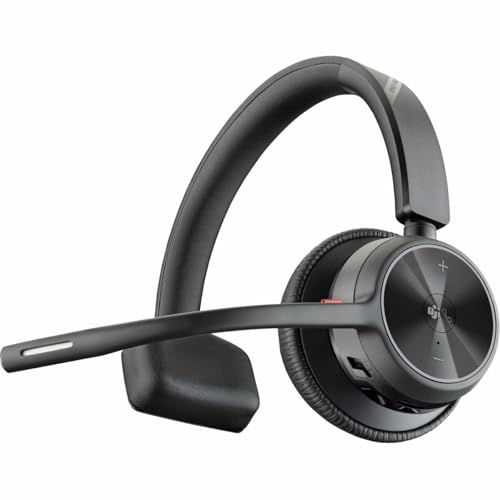 Poly - Voyager 4310 UC Wireless Headset (Plantronics) - Single-Ear Headset w/Mic - Connect to PC/Mac via USB-A Bluetooth Adapter, Cell Phone via Bluetooth - Works with Teams (Certified), Zoom & More