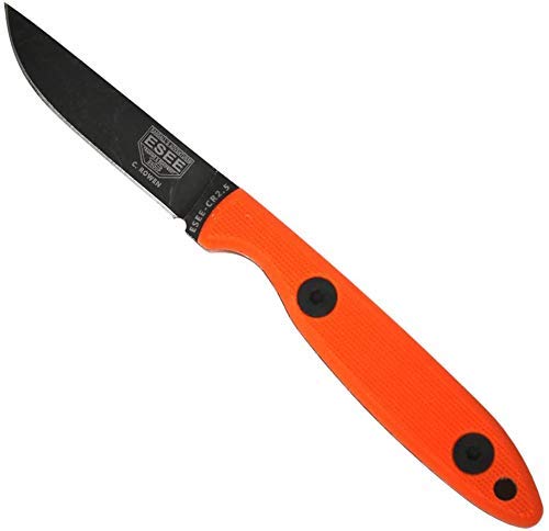 ESEE Knives Cody Rowen CR2.5 Hunting Camping Fixed Blade Knife w/Leather Sheath (Orange)