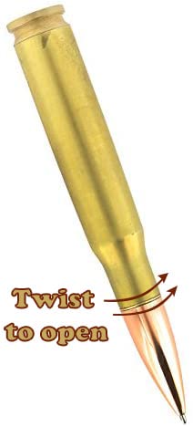 Caliber Gourmet 50 Caliber Bullet Twist Tactical Pen, Gold Plated, Realistic Refillable 50 Cal Bullet Pen for Hunters, Military, & Outdoor Enthusiasts, Ideal Gift for Father's Day, Birthday, Christmas