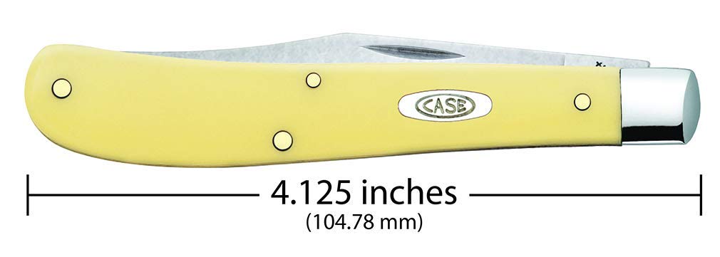 Case WR XX Pocket Knife Yellow Synthetic Slimline Trapper SS Item #80031 - (31048 SS) - Length Closed: 4 1/8 Inches