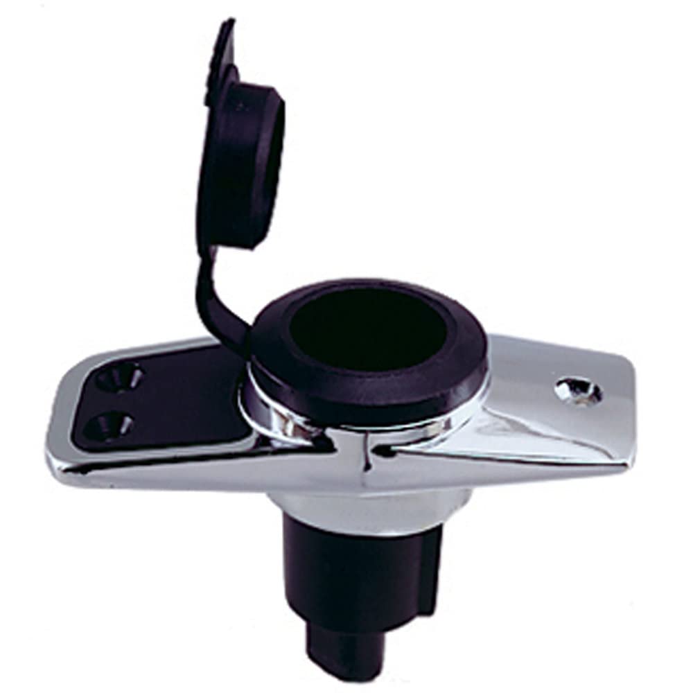 Perko 1060PB0DP Chrome-Plated 2-Pin Plug-in Light Base with 5° Rake - 3.75" x 1.75" Base , black