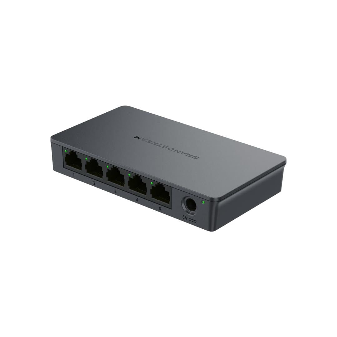 Grandstream GWN7700 | 5-Port Gigabit Ethernet Unmanaged Network Switch | Plug & Play | Desktop/Wall-Mount | Plastic Case