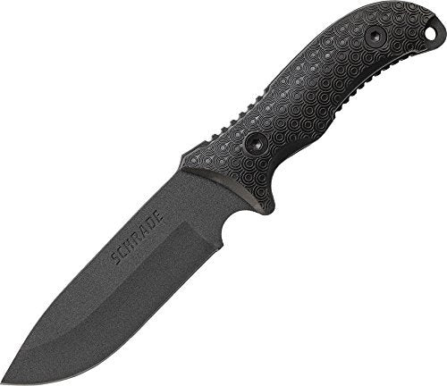 Schrade SCHF36CP Frontier 10.4in High Carbon Steel Full Tang Fixed Blade Knife with 5in Drop Point and TPE Handle for Outdoor Survival, Camping and Bushcraft
