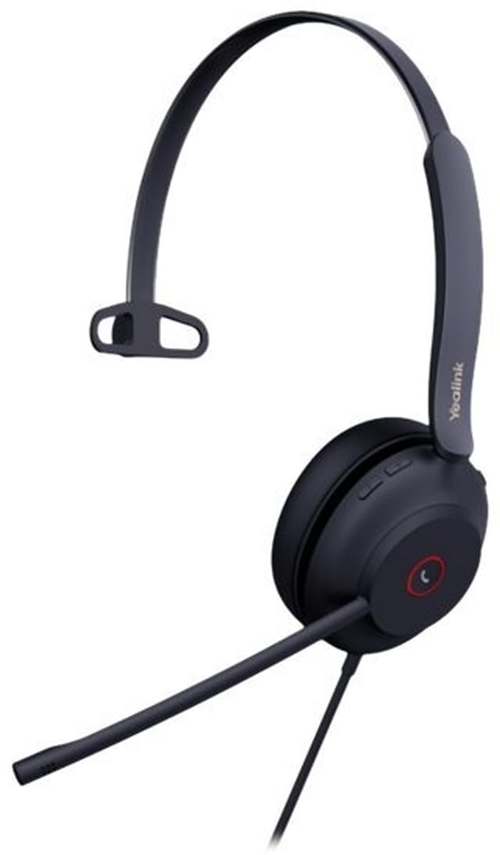 Yealink UH37 USB Mono Headset Noise Cancelling Wired Headset for PC Laptop Teams Certified USB A and USB-C Cable Works with Zoom and Other Leading UC Platforms