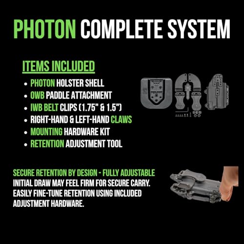 Alien Gear Photon Holster  Fits Sig P365 XL & P365 XL Spectre Comp  IWB & OWB  Ambidextrous  Optic Compatible  Compact Light Required (TLR-7 Sub/TCM-365 Only)  Made in USA