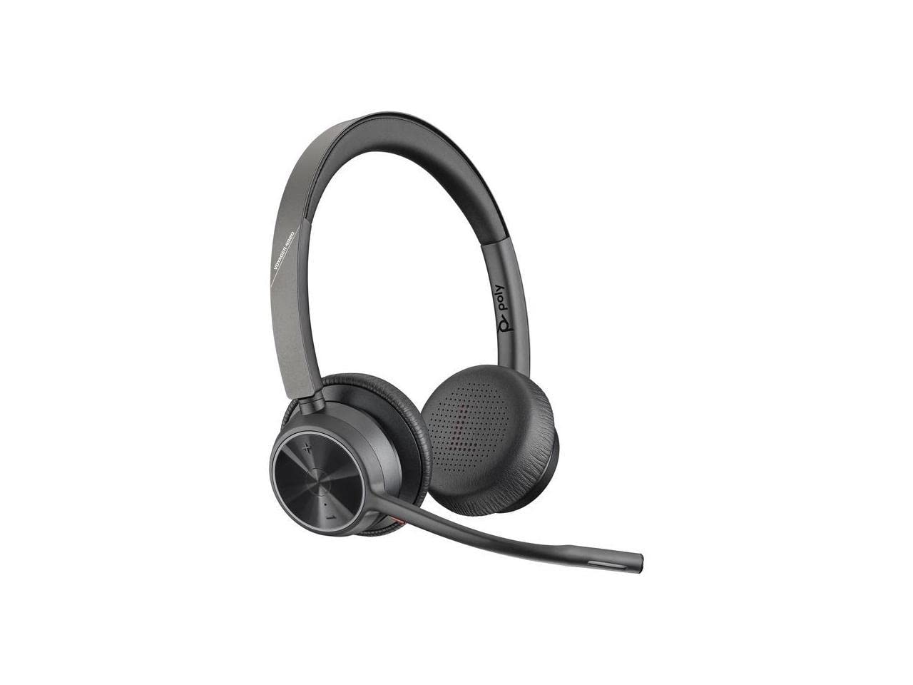 Poly - Voyager 4320 UC Wireless Headset (Plantronics) - Headphones with Boom Mic - Connect to PC/Mac via USB-C Bluetooth Adapter, Cell Phone via Bluetooth - Works with Teams, Zoom & More,Black