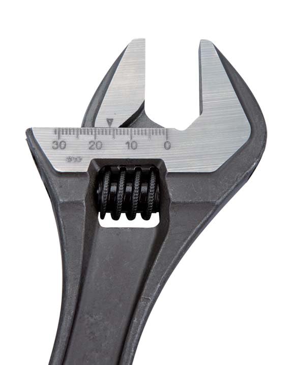 Bahco BAH8069RUS 4" SAE Adjustable Industrial Black Finish Wrench, Slim Tapered Jaws for Accessibility and Strength, Measurement Scale, and Precision Hardened, Anti-Corrosion Treated