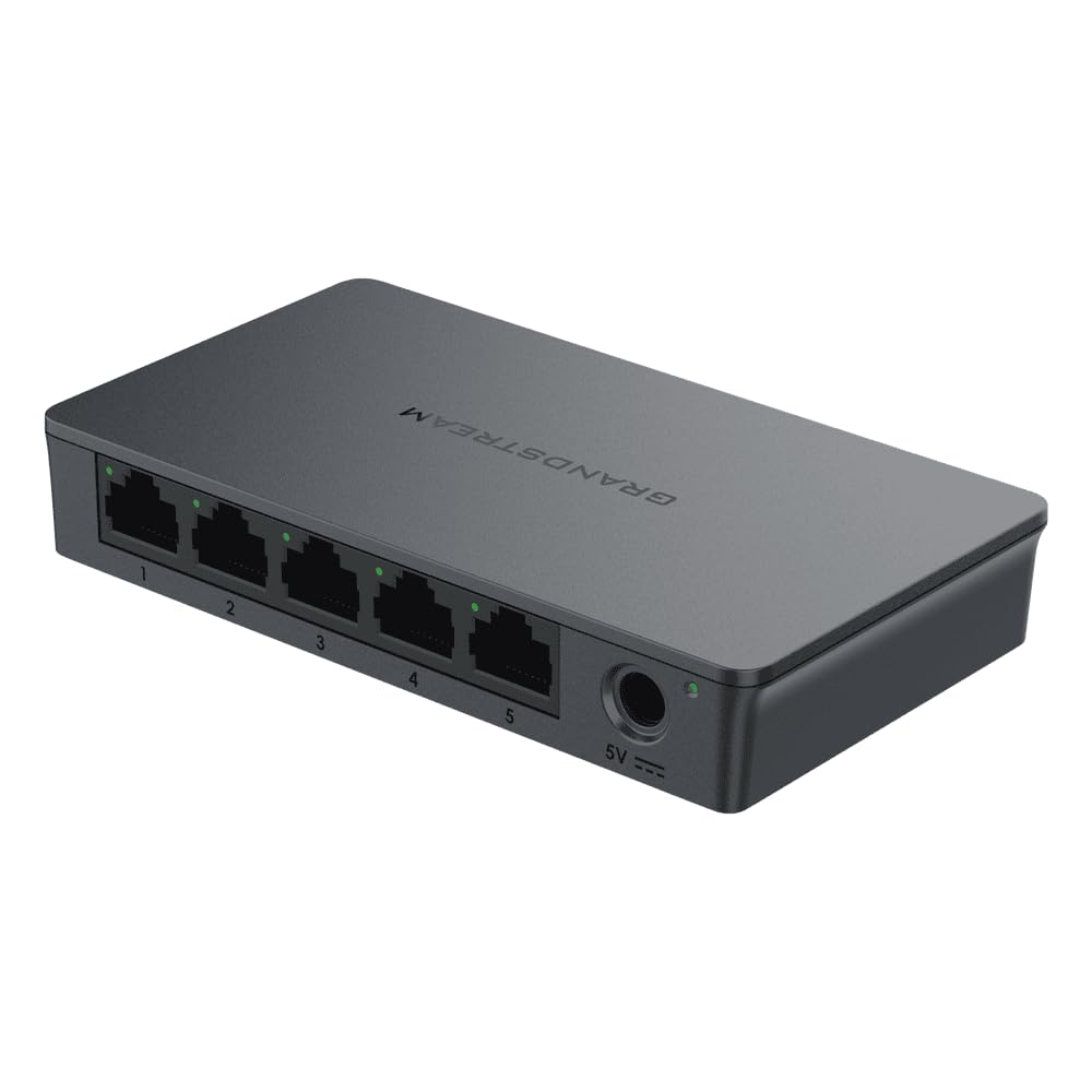 Grandstream GWN7700 | 5-Port Gigabit Ethernet Unmanaged Network Switch | Plug & Play | Desktop/Wall-Mount | Plastic Case