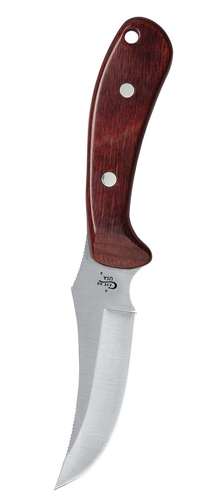 Case WR XX Pocket Knife Rosewood Ridgeback Wood Hunter W/Leather Sheath Item #398 - (Ridgeback Hunter) - Length Closed: 8 1/2 Overall Inches