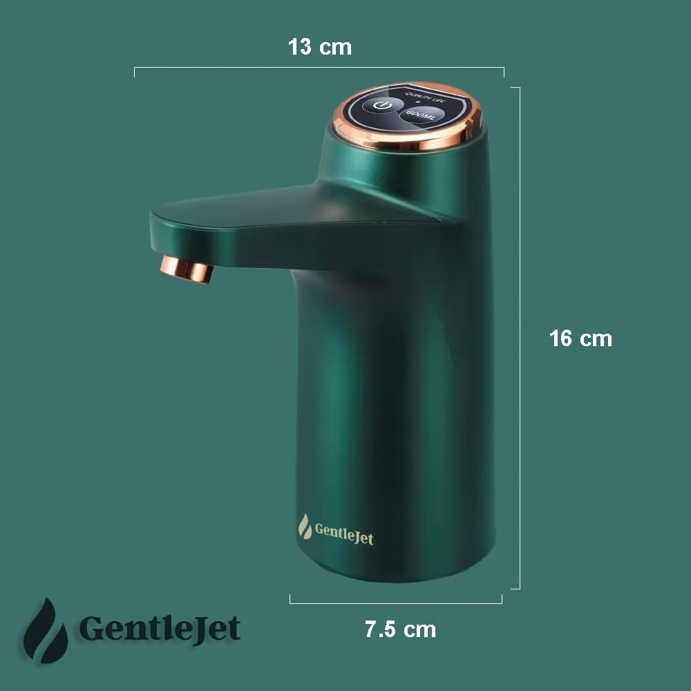 Electric Rechargeable Portable Drinking Water Dispenser for 5 Gallon Bottle, 600ml Quantitative Water Pump, USB Charging Water Bottle Pump for 2, 3, 4, 5 Gallon Water Jug (Green)