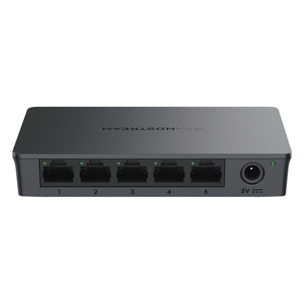 Grandstream GWN7700 | 5-Port Gigabit Ethernet Unmanaged Network Switch | Plug & Play | Desktop/Wall-Mount | Plastic Case