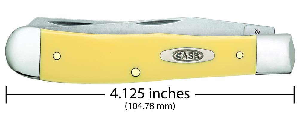 WR Case XX Pocket Knife Yellow Synthetic Trapper W/Clip Item #81091 - (3254C SS) - Length Closed: 4 1/8 Inches