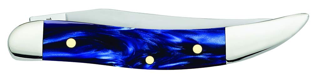 Case WR XX Pocket Knife Small Texas Toothpick Sparxx Blue Pearl Kirinite Item #23437 - (1010096 SS) - Length Closed: 3 Inches
