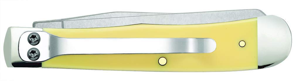 WR Case XX Pocket Knife Yellow Synthetic Trapper W/Clip Item #81091 - (3254C SS) - Length Closed: 4 1/8 Inches