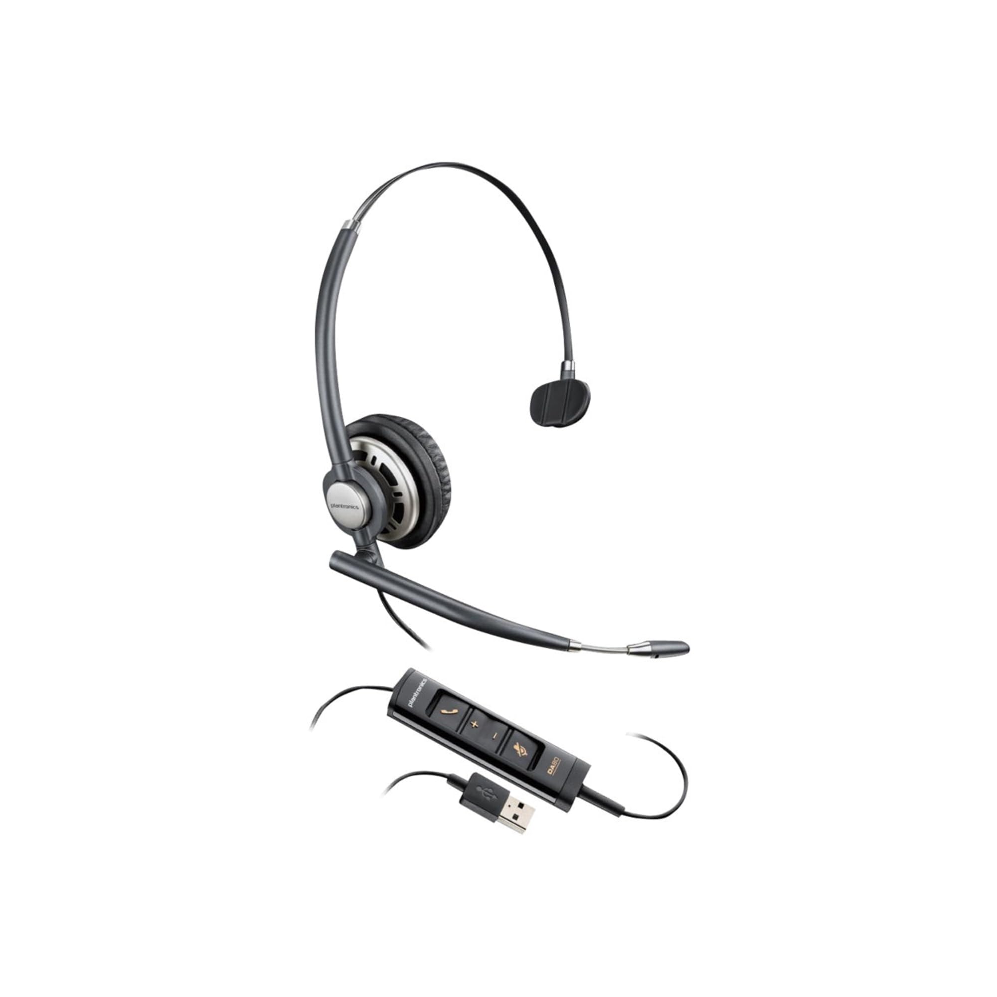 HP Poly EncorePro 715 USB-A Monaural Headset TAA - Wired - Mono - USB Type A - on-Ear, Over-the-Head - Supra-Aural - 7.15 ft Cable - Omni-Directional, Noise Cancelling Microphone