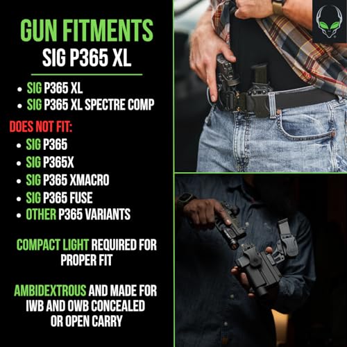 Alien Gear Photon Holster  Fits Sig P365 XL & P365 XL Spectre Comp  IWB & OWB  Ambidextrous  Optic Compatible  Compact Light Required (TLR-7 Sub/TCM-365 Only)  Made in USA