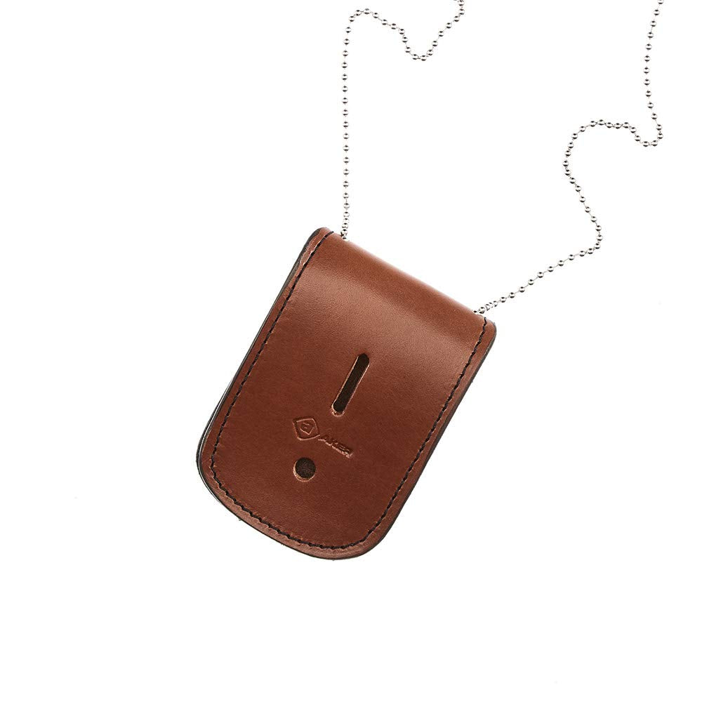 Aker Leather Products Neck Badge Holder Aker Leather 597 Neck Badge & ID Holder, Tan, Plain, Black