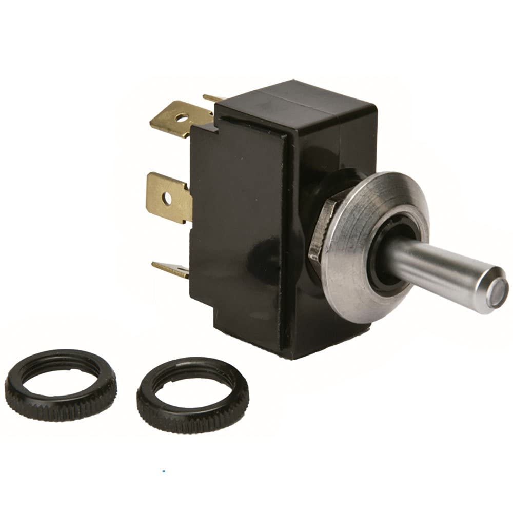 Sierra International TG23010 Satin Chrome On-Off-On SPDT Toggle Switch with Matching Retaining Ring, White/Red