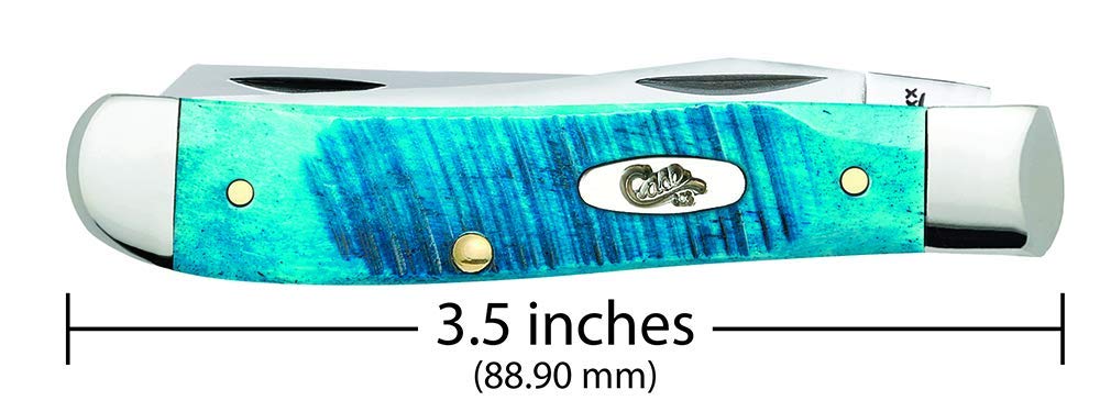Case XX WR Pocket Knife Mini Trapper Caribbean Blue Jig Bone Item #25593 - (6207 SS) - Length Closed: 3 1/2 Inches
