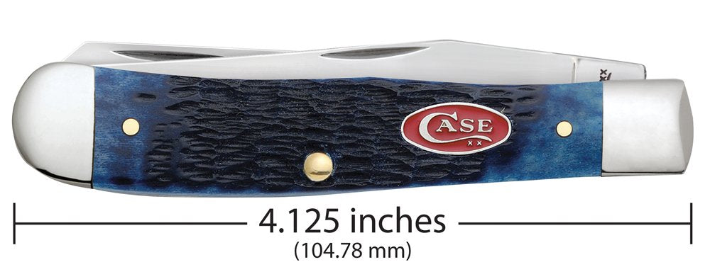 Case WR XX Pocket Knife Navy Blue Jigged Bone Trapper Item #7051 - (6254 SS) - Length Closed: 4 1/8 Inches