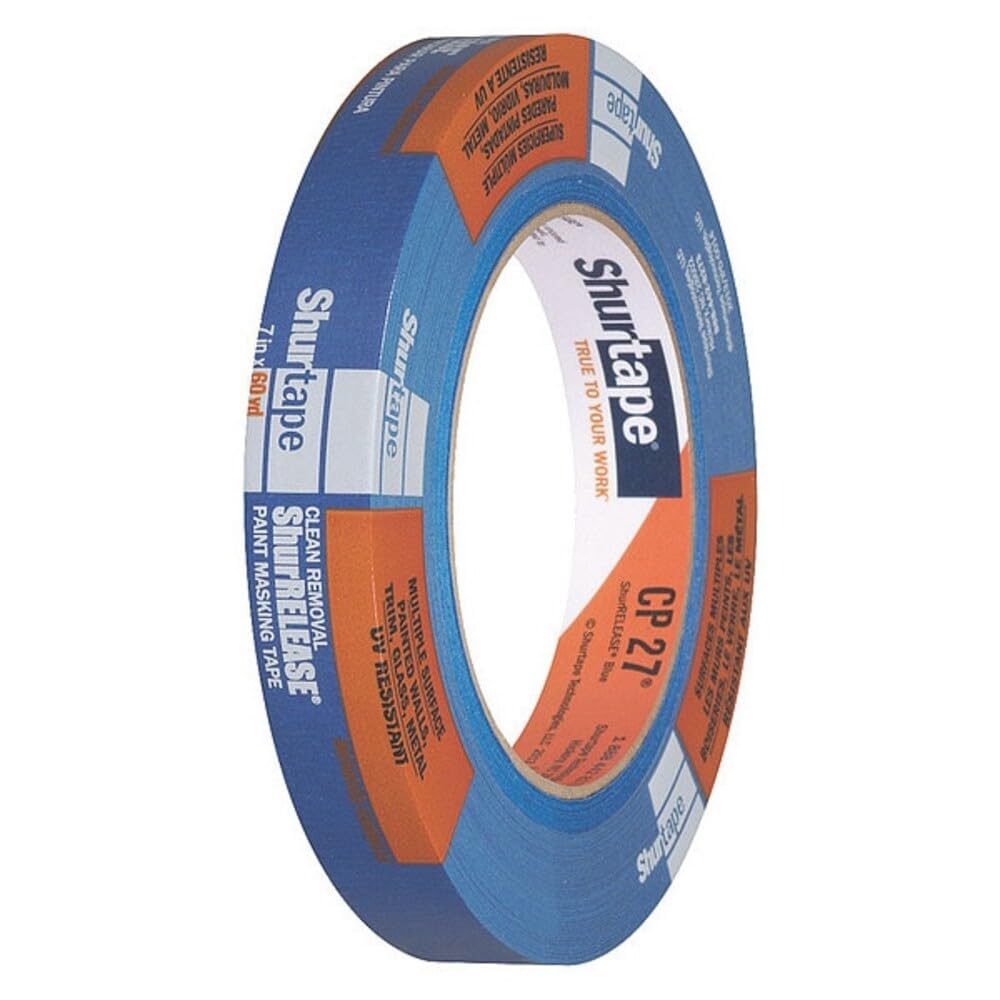 Shurtape CP 27 14-Day ShurRELEASE Painter's Tape, Multi-Surface, Use as Social Distancing Tape, 18mm x 55m, Blue, 1 Roll (202871)