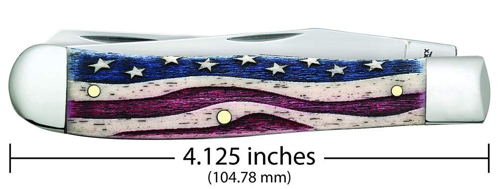 Case WR XX Pocket Knife Patriotic Smooth Natural Bone Trapper Item #64132 - (6254 SS) - Length Closed: 4 1/8 Inches