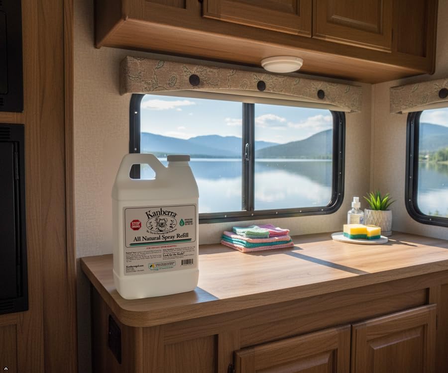 Kanberra Spray Refill - 64 oz. - All-Natural Odor Eliminator & Air Freshener for Home, Car, RV, Boat, Gym Bag | Eco-Friendly, Long-Lasting Tea Tree Oil Formula, Safe for Pets and Family.