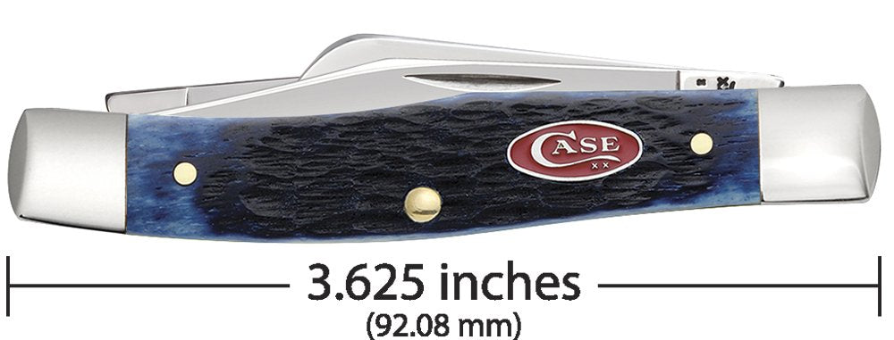 Case WR XX Pocket Knife Navy Blue Jigged Bone Medium Stockman Item #7049 - (63032 SS) - Length Closed: 3 5/8 Inches