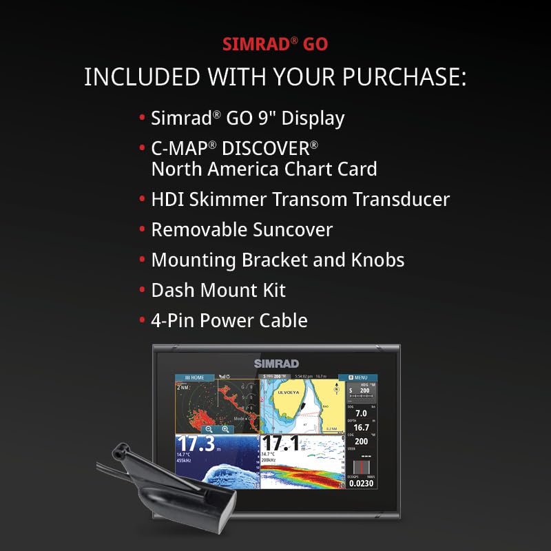 Simrad GO9 XSE - 9-inch Chartplotter with HDI Transducer, C-MAP Discover Chart Card