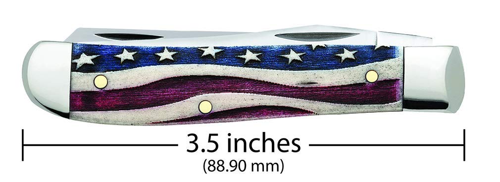 Case WR XX Pocket Knife Patriotic Smooth Natural Bone Mini Trapper Item #64135 - (6207 SS) - Length Closed: 3 1/2 Inches