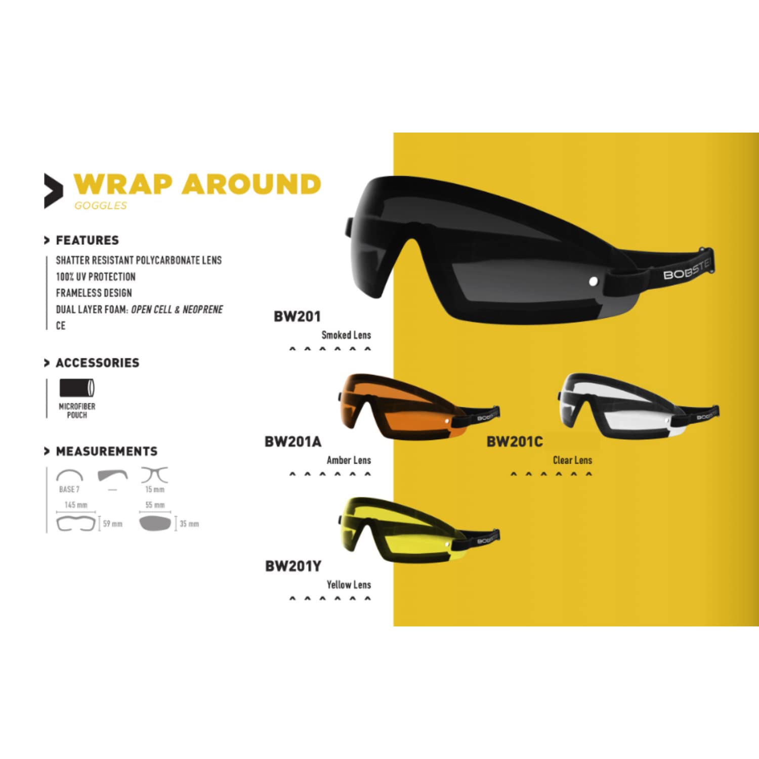 Bobster ® Wrap Around, Yellow Lens
