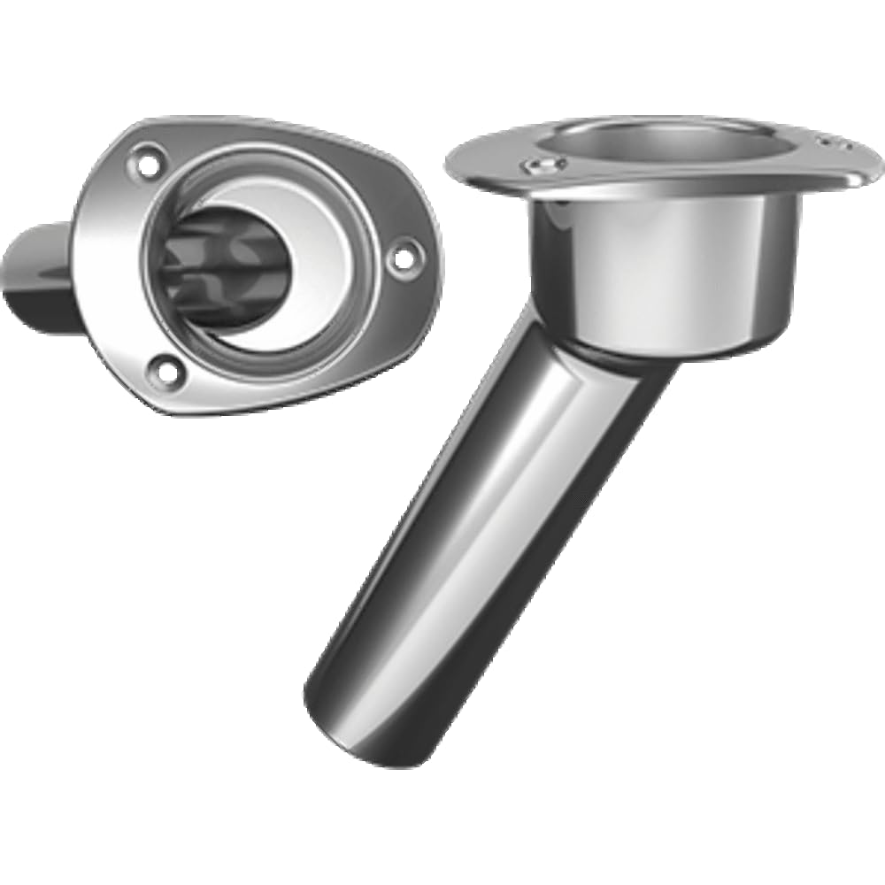 Mate Series 316 Stainless Steel Rod & Cup Holder – 30º Rod Angle, Oval Top, Open at the Bottom – Boat Rod Holder and Cup Holder, Easy to Install – Boat and Fishing Accessories
