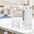 GentleJet Automatic Water Dispenser Pump for 5 Gallon Bottle with Stand, Digital Display, USB-C Rechargeable Water Jug Pump, Measured & Continuous Dispensing, Foldable Spout (White - Silver)