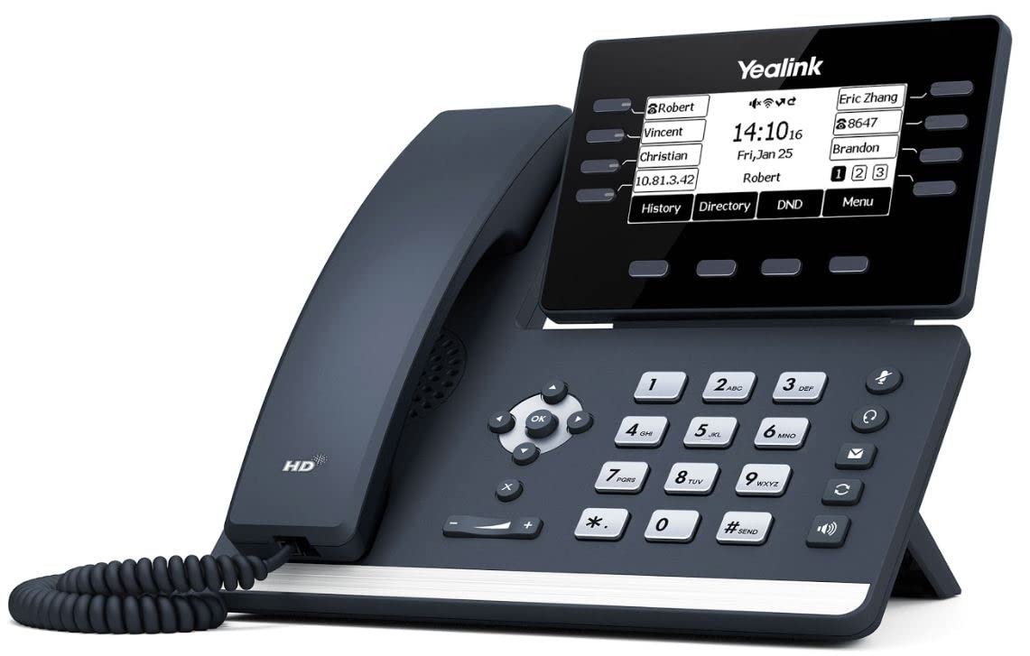 Yealink T53W IP Phone, 12 VoIP Accounts. 3.7-Inch Graphical Display. USB 2.0, 802.11ac Wi-Fi, Dual-Port Gigabit Ethernet, 802.3af PoE, Power Adapter Not Included (SIP-T53W)