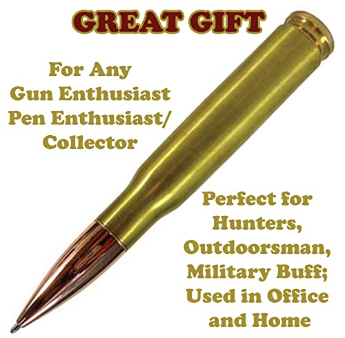 Caliber Gourmet 50 Caliber Bullet Twist Tactical Pen, Gold Plated, Realistic Refillable 50 Cal Bullet Pen for Hunters, Military, & Outdoor Enthusiasts, Ideal Gift for Father's Day, Birthday, Christmas