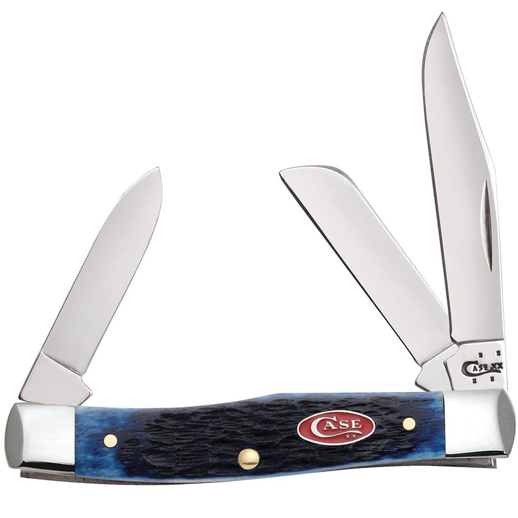 Case WR XX Pocket Knife Navy Blue Jigged Bone Medium Stockman Item #7049 - (63032 SS) - Length Closed: 3 5/8 Inches