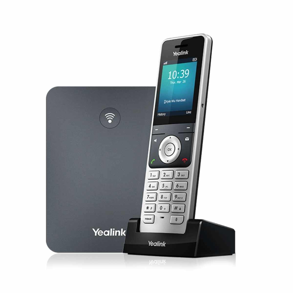 Yealink W76P DECT Cordless IP Phone System, Black, VoIP Base Station with Wireless Handset, HD Audio