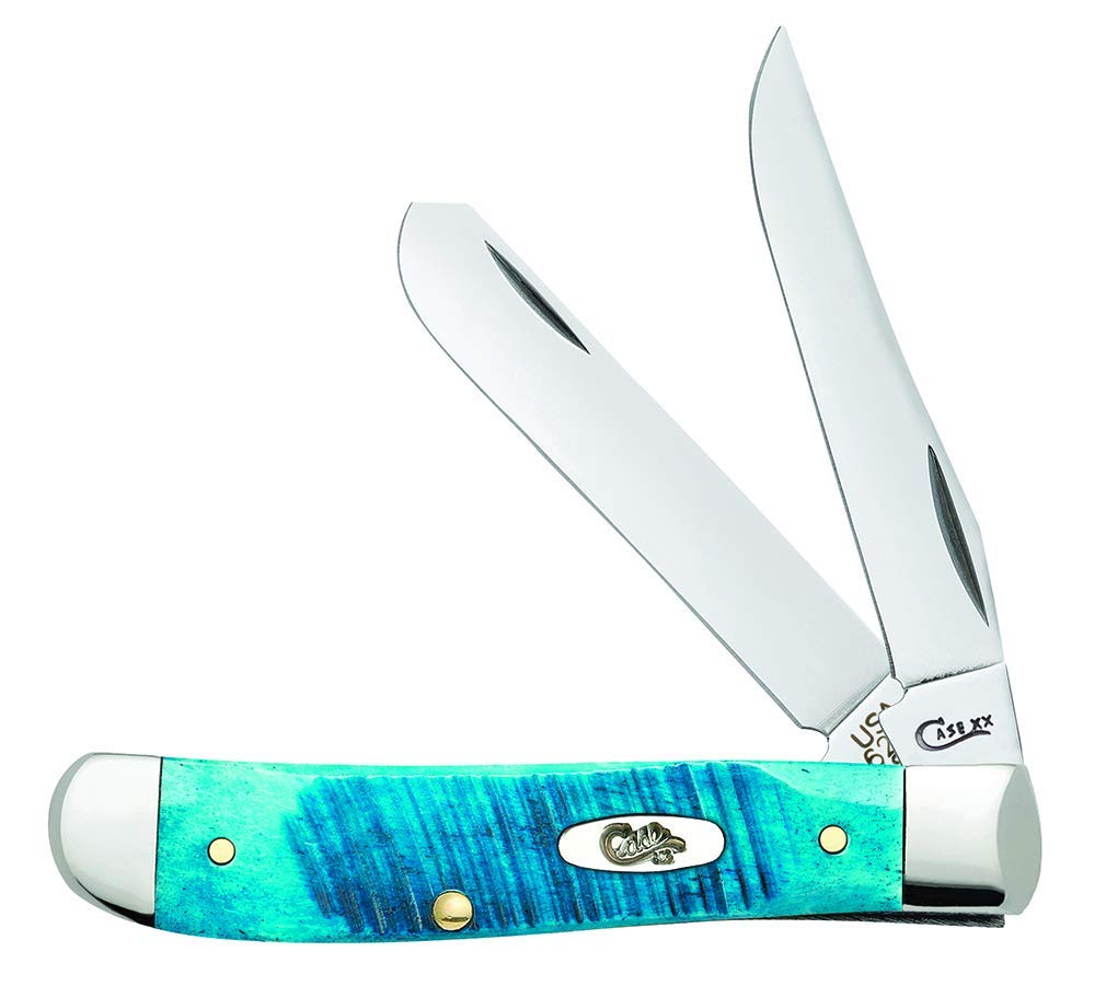 Case XX WR Pocket Knife Mini Trapper Caribbean Blue Jig Bone Item #25593 - (6207 SS) - Length Closed: 3 1/2 Inches