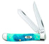 Case XX WR Pocket Knife Mini Trapper Caribbean Blue Jig Bone Item #25593 - (6207 SS) - Length Closed: 3 1/2 Inches