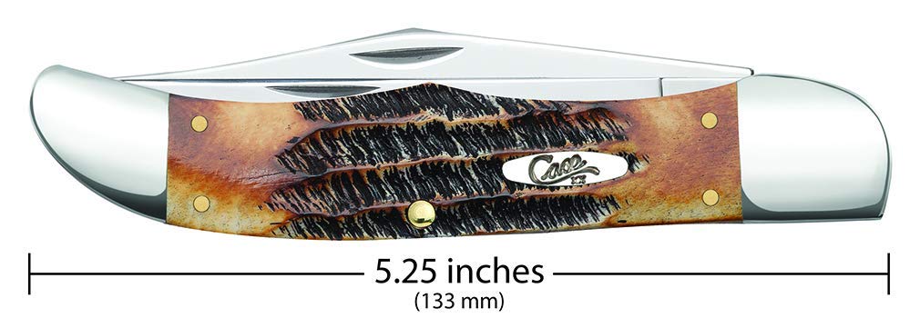 Case WR XX Pocket Knife Burnt 6.5 Bonestag Folding Hunter W/Sheath Item #3574 - (6.5265 SS) - Length Closed: 5 1/4 Inches