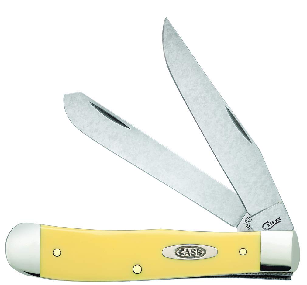 WR Case XX Pocket Knife Yellow Synthetic Trapper W/Clip Item #81091 - (3254C SS) - Length Closed: 4 1/8 Inches