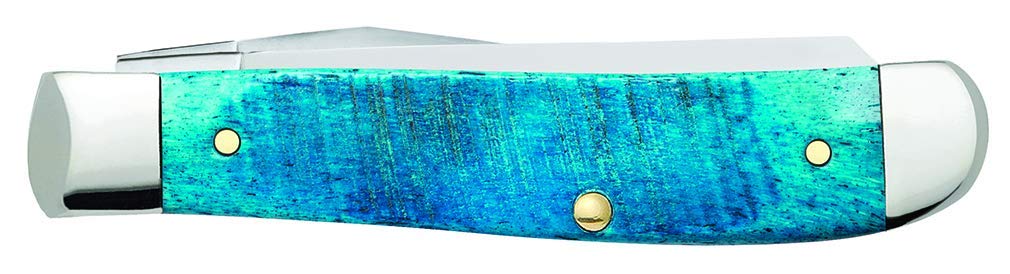 Case XX WR Pocket Knife Mini Trapper Caribbean Blue Jig Bone Item #25593 - (6207 SS) - Length Closed: 3 1/2 Inches
