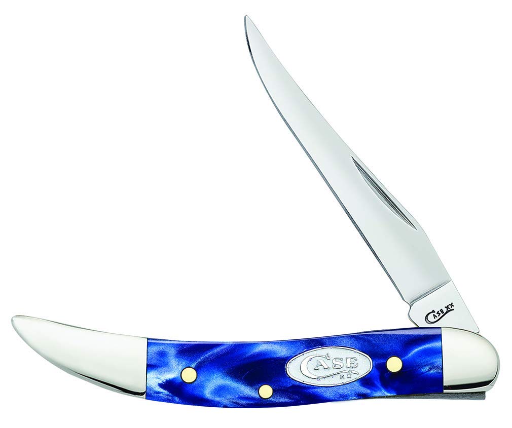 Case WR XX Pocket Knife Small Texas Toothpick Sparxx Blue Pearl Kirinite Item #23437 - (1010096 SS) - Length Closed: 3 Inches