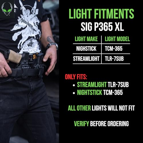 Alien Gear Photon Holster  Fits Sig P365 XL & P365 XL Spectre Comp  IWB & OWB  Ambidextrous  Optic Compatible  Compact Light Required (TLR-7 Sub/TCM-365 Only)  Made in USA
