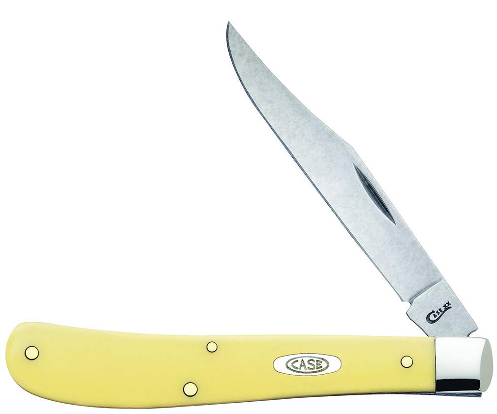 Case WR XX Pocket Knife Yellow Synthetic Slimline Trapper SS Item #80031 - (31048 SS) - Length Closed: 4 1/8 Inches